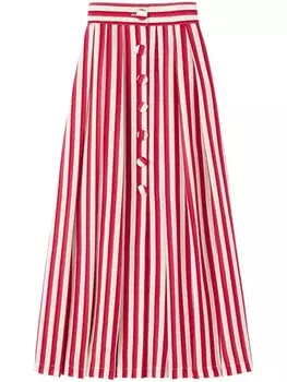 DESTREE полосатая юбка Irving с завышенной талией, красный