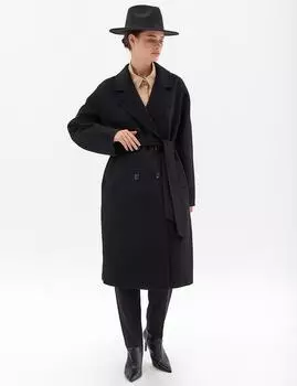 Детальное пальто из шерсти премиум-класса черного цвета Kayra