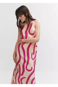 Детальное платье с узором и вырезом Mango, розовый