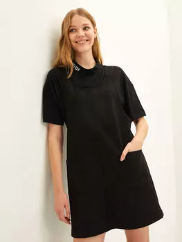 Детальное женское платье с U-образным вырезом и карманом LCW Casual