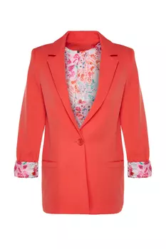 Детальный тканый пиджак с цветочной подкладкой цвета граната Trendyol, красный