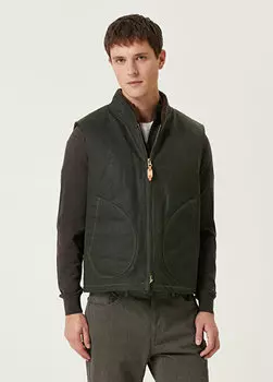 Детальный жилет из овчины темно-хаки Manifattura Ceccarelli