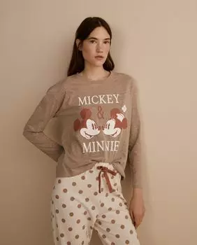 Деталь верха женской пижамы Mickey Easy Wear, коричневый