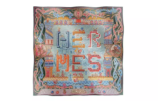 Детали Шелковый Шарф Унисекс Многоцветный HERMES