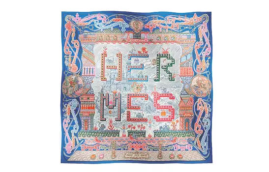 Детали Шелковый Шарф Унисекс Многоцветный HERMES