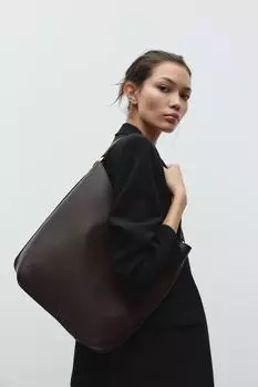 Детализированная сумка через плечо ZARA, коричневый