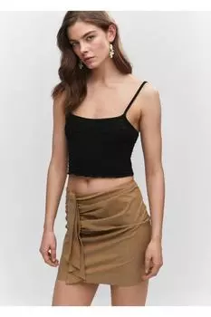 Детализированная юбка со сборками Mango, бежевый