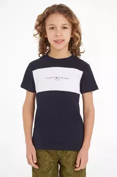 Дети футболка с цветными блоками Tommy Hilfiger, синий