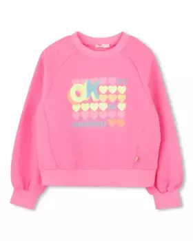 Детка девочка хлопковая толстовка с круглым вырезом Billieblush, цвет Rosa