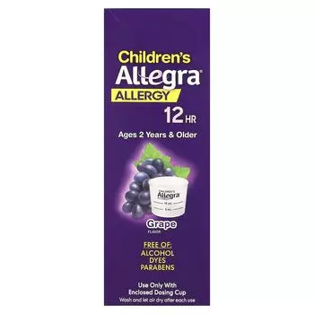 Детская аллергия, 12 часов, возраст от 2 лет и старше, виноград, 8 жидких унций (240 мл) Allegra