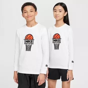 Детская баскетбольная футболка с длинными рукавами Nike Sportswear Big, белый