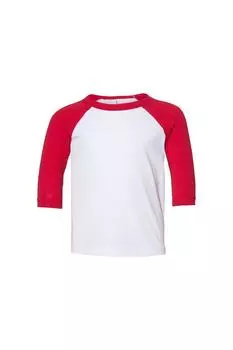 Детская бейсбольная футболка с рукавом 3/4 Bella + Canvas, белый