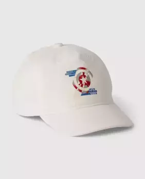 Детская бейсболка Marvel Captain America из органического хлопка Gap, белый