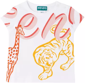 Детская белая футболка Kenzo Paris Bamboo