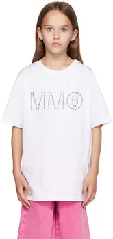 Детская белая футболка MM6 Maison Margiela с шипами