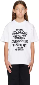 Детская белая футболка на день рождения по завышенной цене VETEMENTS
