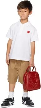 Детская белая футболка-поло с нашивками Comme des Garçons Play