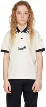 Детская белая футболка-поло с вышивкой Moncler Enfant