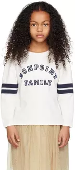 Детская белая футболка с длинным рукавом Bob Bonpoint