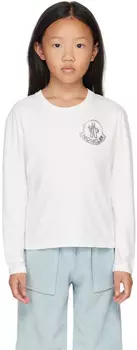 Детская белая футболка с длинным рукавом с логотипом Moncler Enfant