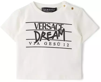 Детская белая футболка с логотипом \Dream\"" Versace