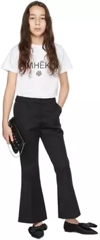 Детская белая футболка с логотипом и розой KIMHKIM