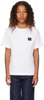 Детская белая футболка с логотипом из джерси Dolce&Gabbana, Bianco ottico