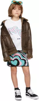 Детская белая футболка с логотипом \Сердце\"" MSGM Kids