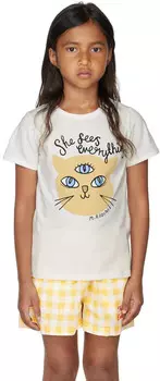 Детская белая футболка с надписью She Sees Everything Mini Rodini