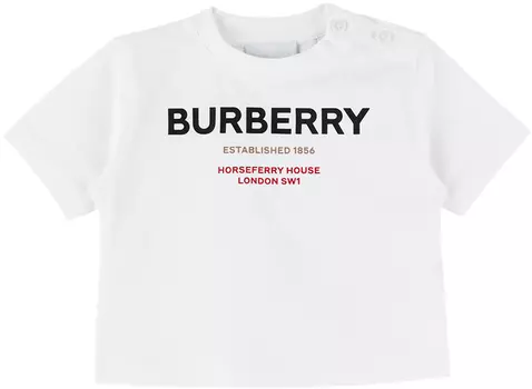 Детская белая футболка с принтом Burberry