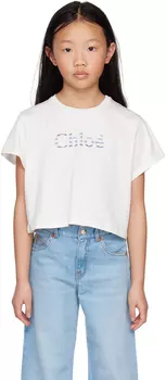 Детская белая футболка с принтом Chlo