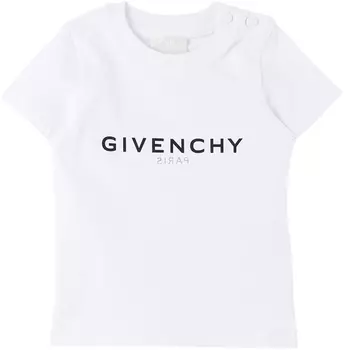 Детская белая футболка с принтом Givenchy