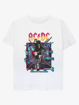Детская белая футболка с принтом NW2 ACDC Video Slogan George., белый