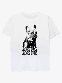 Детская белая футболка с принтом NW2 Pets French Bulldog George., белый