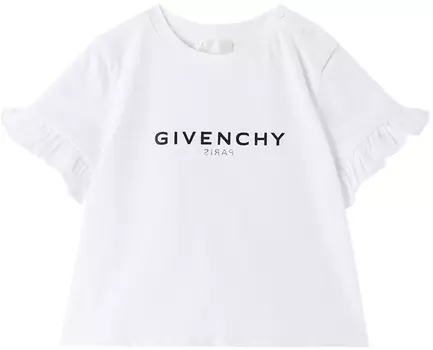 Детская белая футболка с рюшами Белая Givenchy