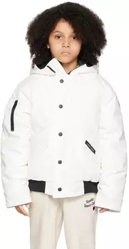 Детская белая куртка-бомбер Rundle на пуху Canada Goose Kids