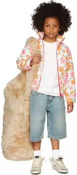 Детская белая пуховая куртка с цветочным принтом ERL