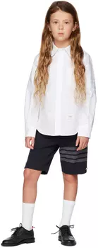 Детская белая рубашка с полосками 4 Thom Browne