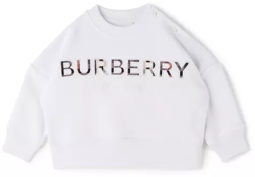 Детская белая толстовка с логотипом Burberry