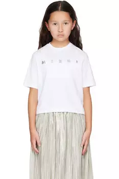 Детская белая укороченная футболка Marni
