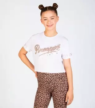 Детская белая укороченная футболка с логотипом «Ананас» для девочек Pineapple, белый