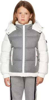 Детская бело-серая пуховая куртка Bonnat Moncler Enfant