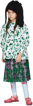 Детская бело-зеленая рубашка из флока Chopova Lowena