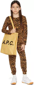 Детская бежевая базовая футболка с длинным рукавом с леопардовым принтом Mini Rodini