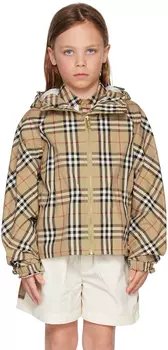 Детская бежевая куртка в винтажную клетку Burberry