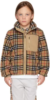 Детская бежевая куртка в винтажную клетку Burberry