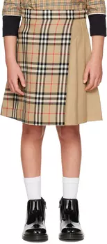 Детская бежевая юбка в клетку Burberry