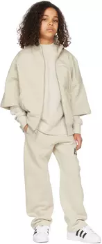 Детская бежевая вафельная футболка с длинным рукавом и воротником-стойкой Essentials