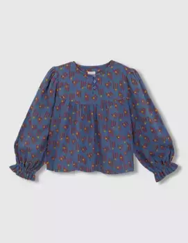 Детская блузка с принтом и объемными рукавами Gocco, бирюзовый