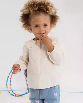 Детская блузка с воротником для девочки name it, бежевый